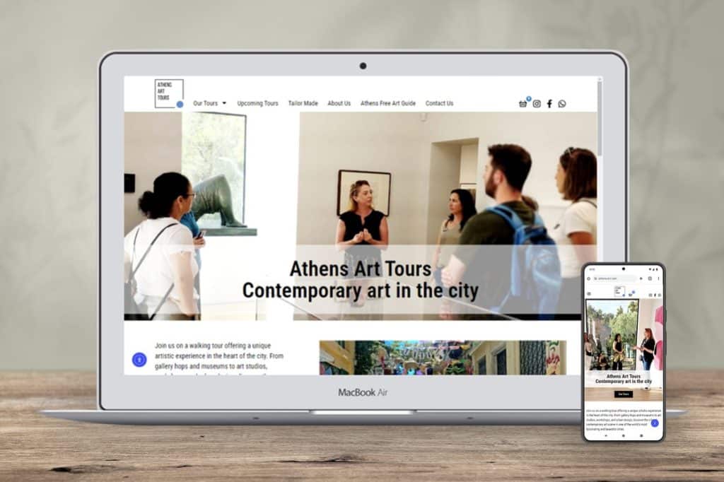 פיתוח אתר אינטרנט תדמיתי כולל חנות וירטואלית לרכישת סיורים באתונה עבור "Athens Art Tours"